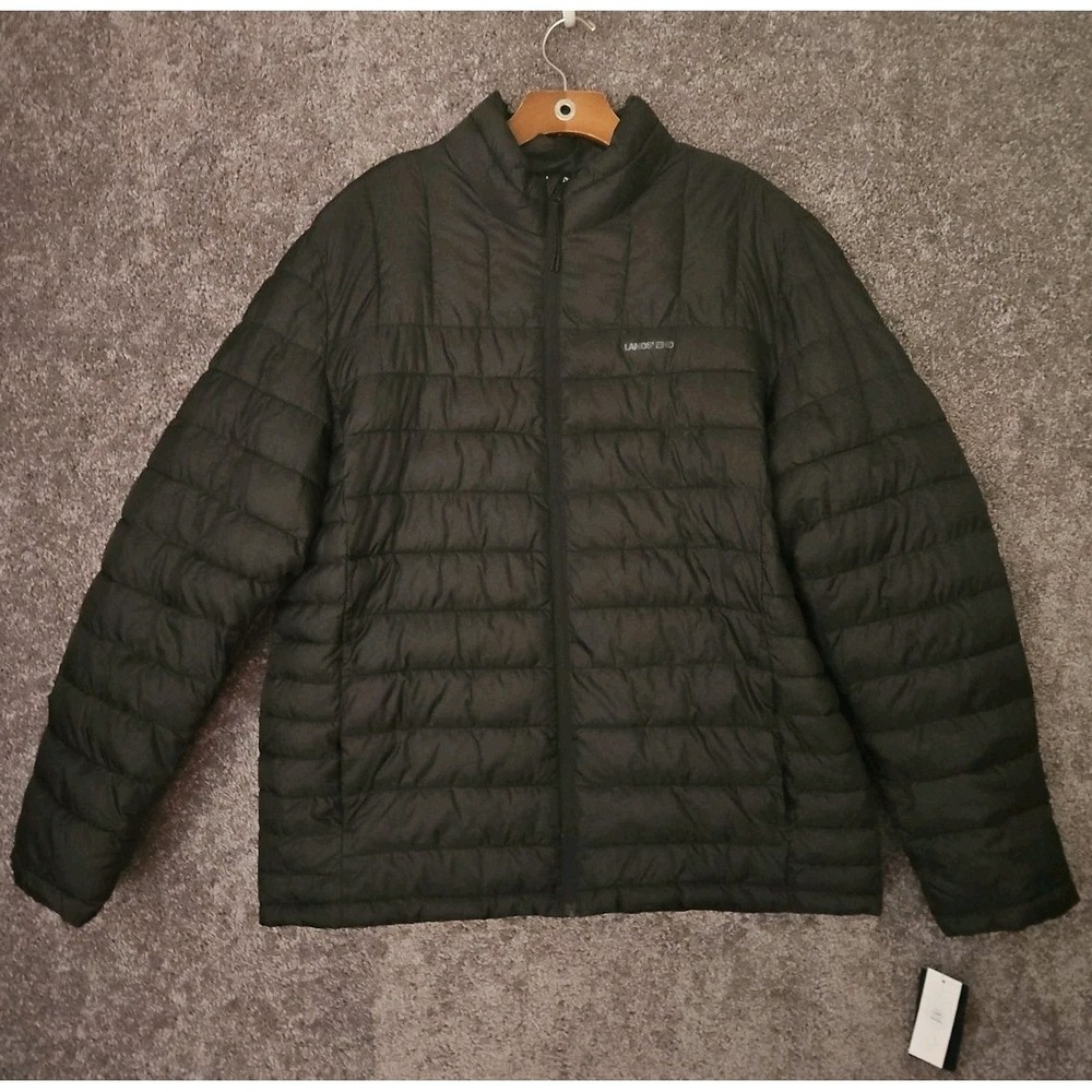 Lands End Black Puffer Full Zip Jacket. XL NWT